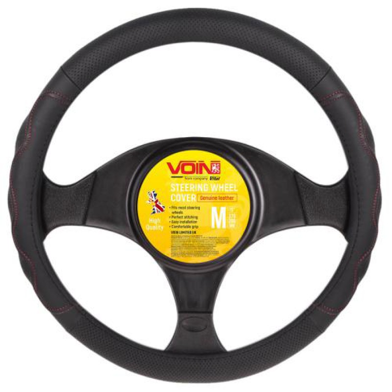 Чохол на кермо VLOD-L283 BK/RD M чорно-черв./БО/перф/шкіра Чохол на кермо VLOD-L283 BK/RD M чорно-черв./БО/перф/шкіра