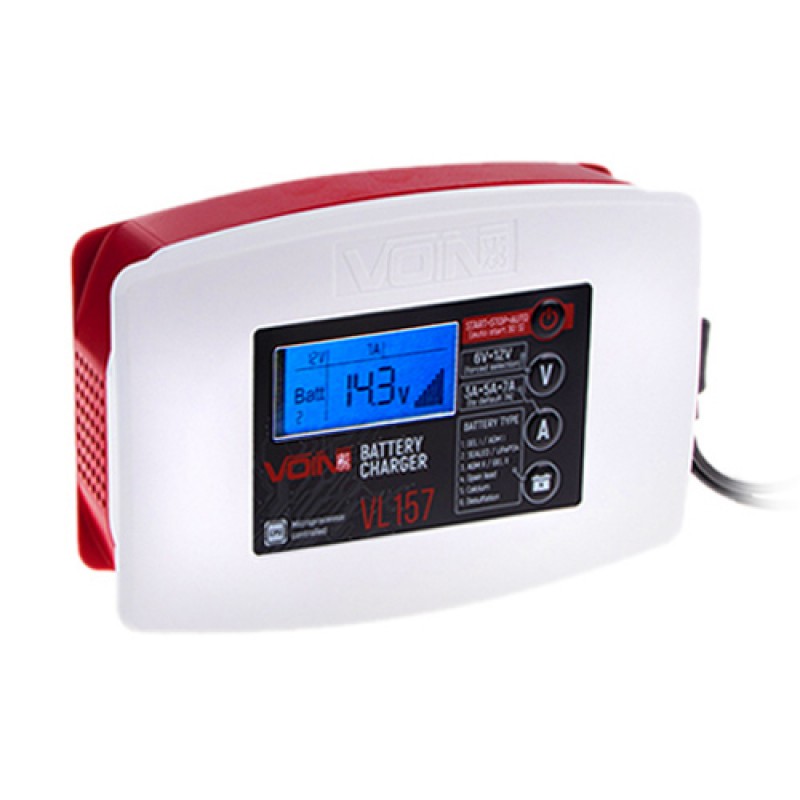 Зарядний пристрій VOIN VL-157 6-12V/3-5-7A/3-120AHR/LCD/Iмпульсний Зарядний пристрій VOIN VL-157 6-12V/3-5-7A/3-120AHR/LCD/Iмпульсний