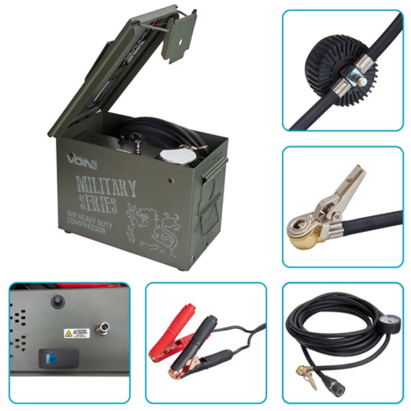 Компрессор автомобильный 'VOIN' VM-080 'MILITARY SERIES' 150psi/50A/160л/клеммы