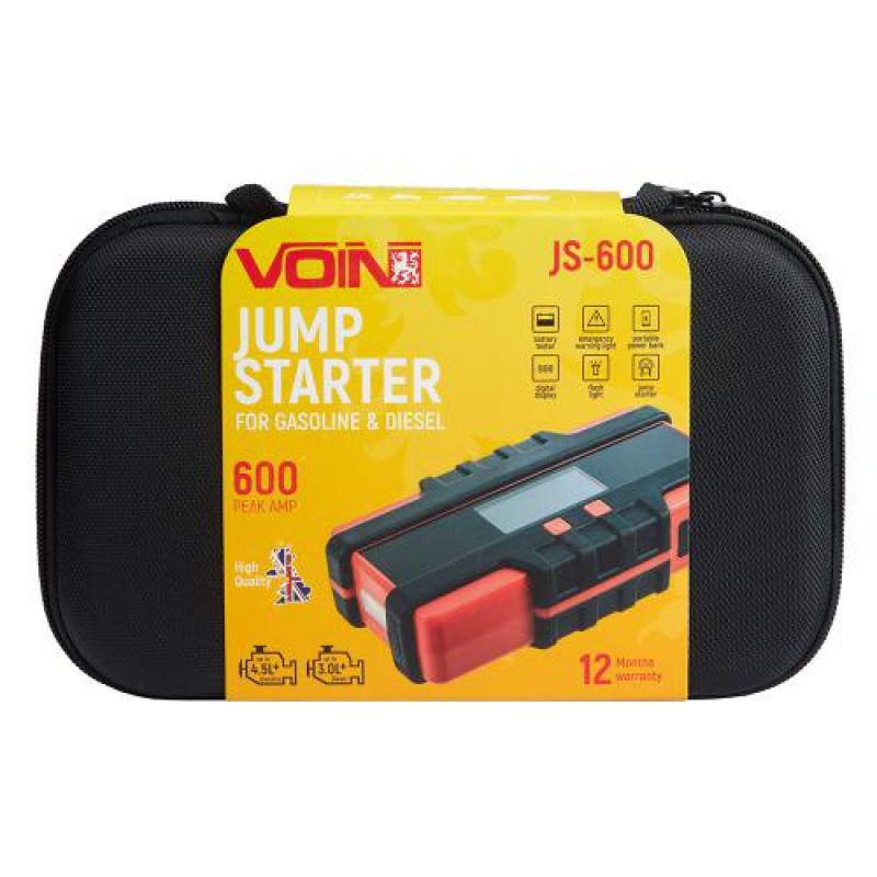 Пуско-зарядное устройство VOIN JS-600 12000mAh/44,4Wh/12V START-300A/600A/фонарь