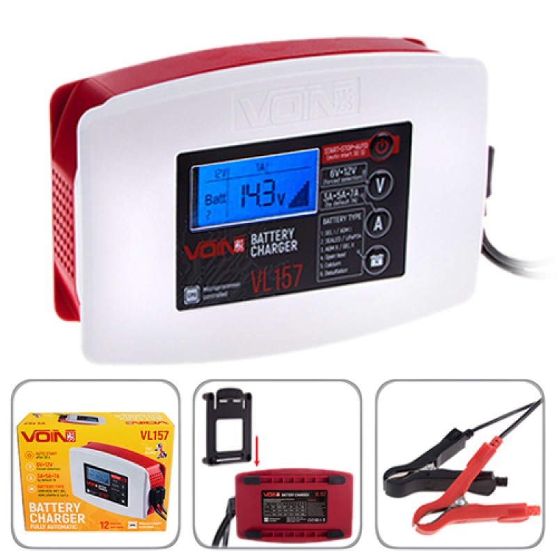 Зарядний пристрій VOIN VL-157 6-12V/3-5-7A/3-120AHR/LCD/Iмпульсний Зарядний пристрій VOIN VL-157 6-12V/3-5-7A/3-120AHR/LCD/Iмпульсний
