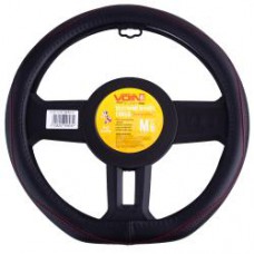 Чохол на кермо VLOD-LF2161 BK R M чорний/БО/шкіра один шов/flat