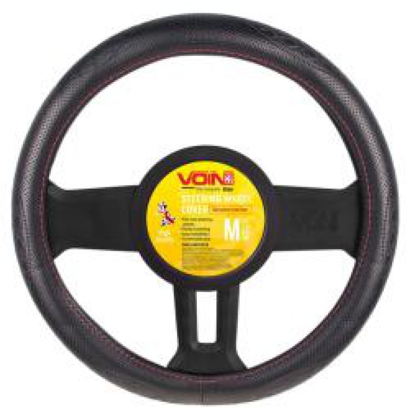 Чехол руля VLOD-L941 BK/RD M черн/БО/один шов/кожа Чехол руля VLOD-L941 BK/RD M черн/БО/один шов/кожа