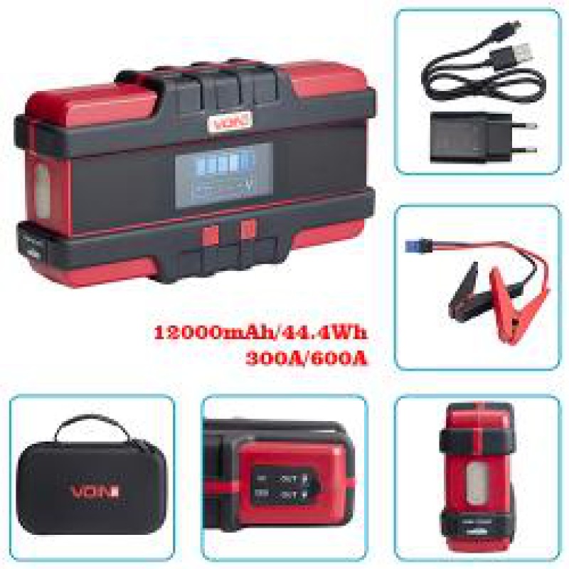 Пуско-зарядное устройство VOIN JS-600 12000mAh/44,4Wh/12V START-300A/600A/фонарь