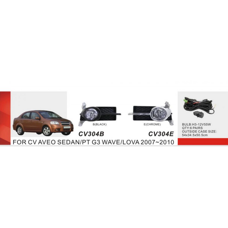 Фари дод. модель Chevrolet Aveo Sedan II/2006-12/CV-304E/H3-12V55W/eл.проводка