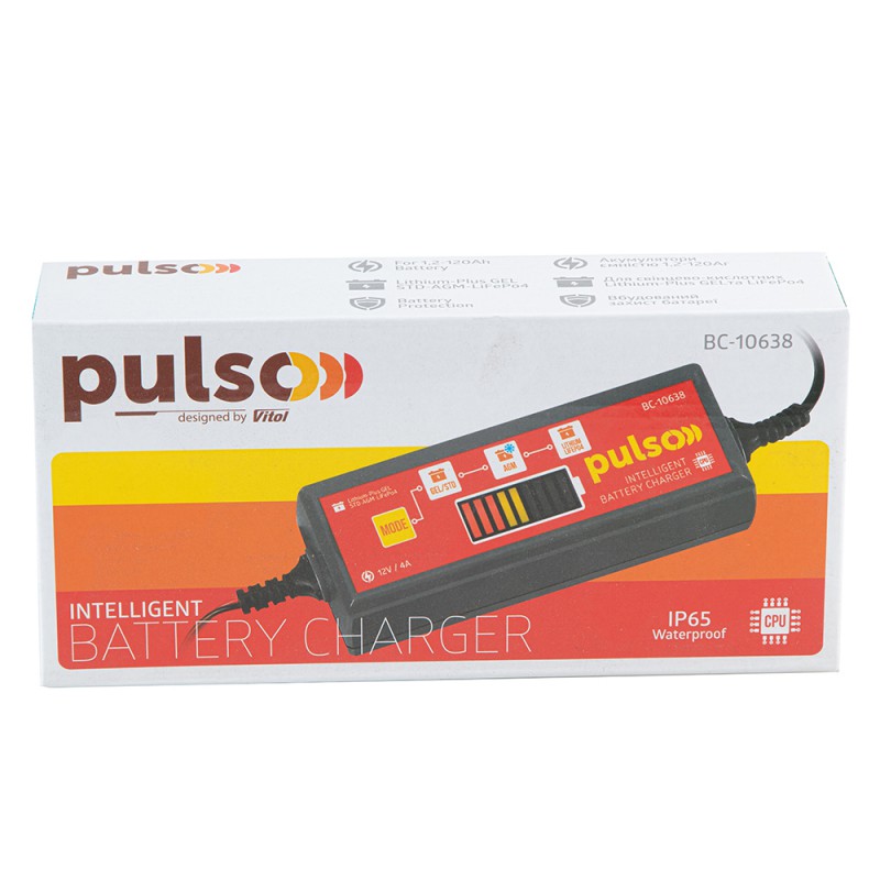 Зарядний пристрій PULSO BC-10638 12V/4.0A/1.2-120AHR/LCD/Iмпульсний