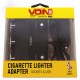 Розгалужувач (подовжувач) прикурювача VOIN 3 виходи + 2USB 2400 mA 12/24V SC-3003 дріт+вольтметр