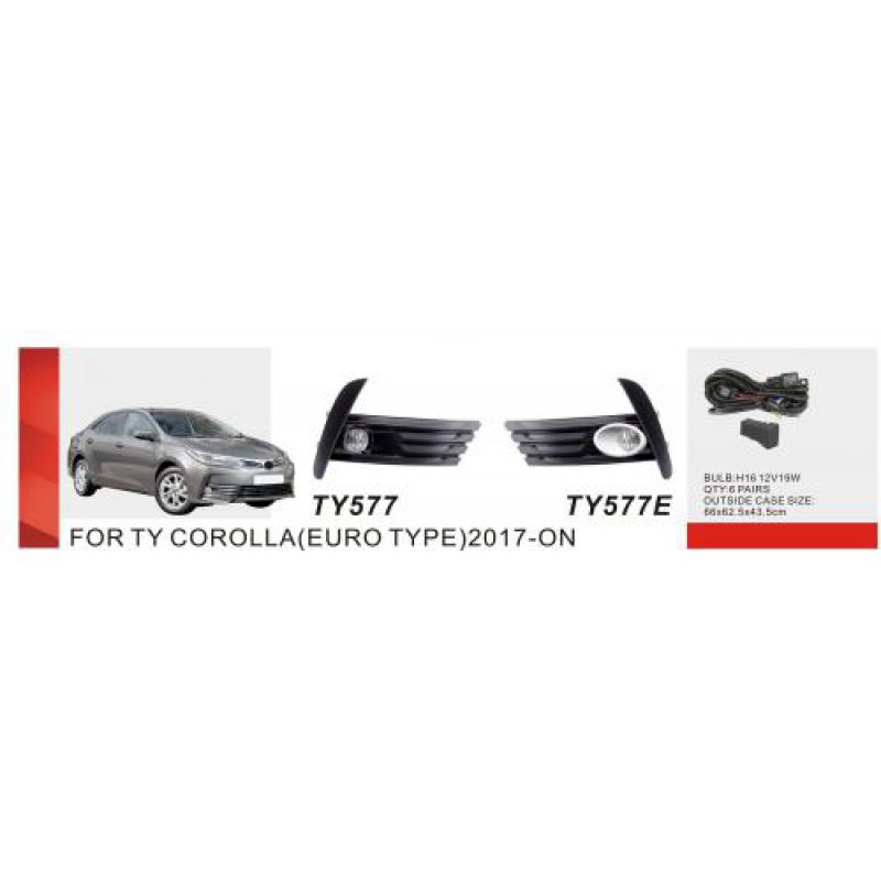 Фари дод. модель Toyota Corolla 2016-18/TY-577E-A/H11-12V55W/ел.проводка