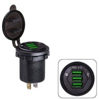 Автомобільний зарядний пристрій 3 USB 12-24V урізне в планку