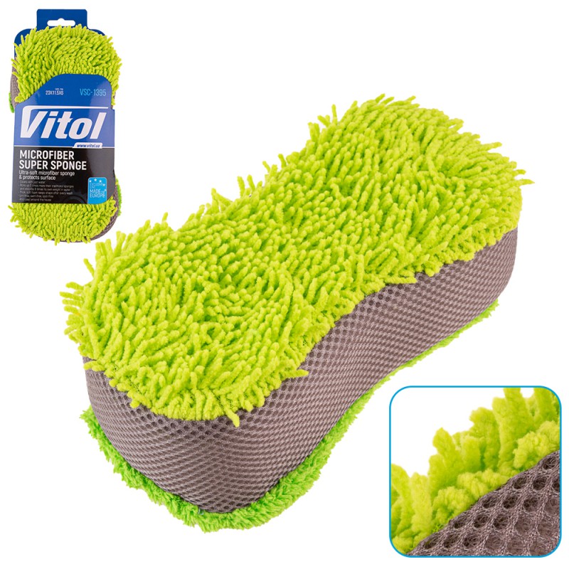Губка для миття авто мікрофібра VSC-1395 23*11,5*6 cm