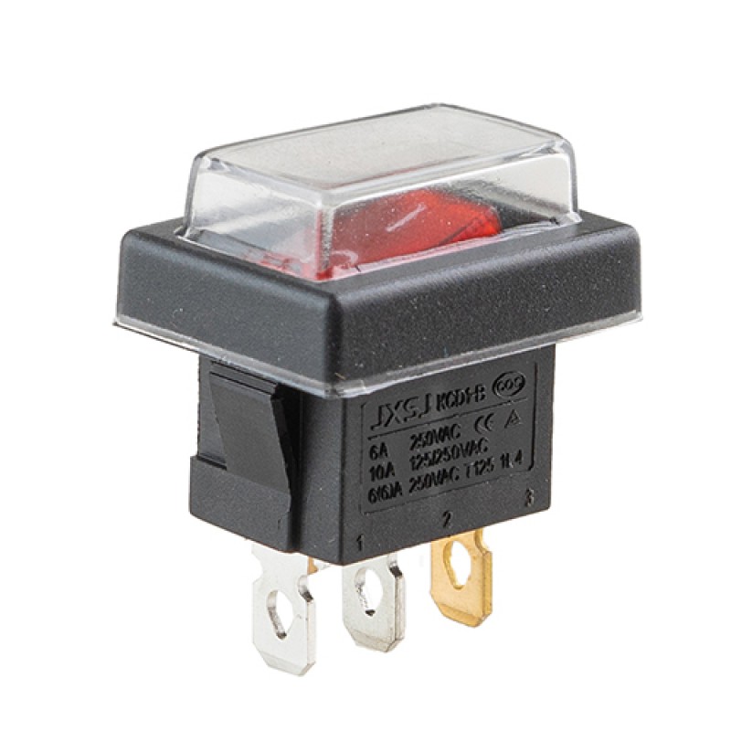 Переключатель on-off с подсветкой 12V квадратный Red 19*29*18мм 6A 250V 10A 125/250V 6A 250V (YJ-WH02)