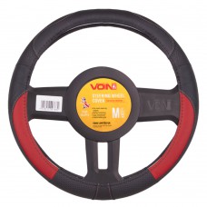 Чохол на кермо VLOD-L2031 BK/RD M чорн-черв/БО/перф/шкіра