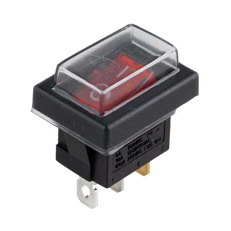 Переключатель on-off с подсветкой 12V квадратный Red 19*29*18мм 6A 250V 10A 125/250V 6A 250V (YJ-WH02)