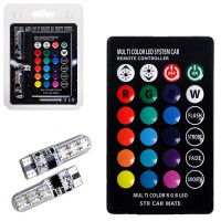 Лампа диодная T-10 -6SMD-5050 Silicone RGB с пультом 10076 (T-10-5050-6SMD)