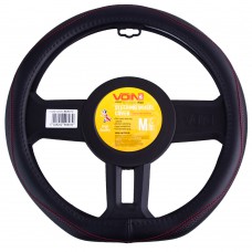 Чохол на кермо VLOD-LF2161 BK R M чорний/БО/шкіра один шов/flat