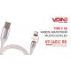 Кабель магнітний Multicolor LED VOIN USB - Type C 3А, 1m, (швидка зарядка / передача даних)