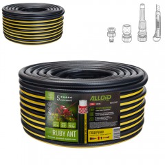 Шланг армований 4-х шаровий, 'Ruby Ant' 3/4' 50 м + подарунок розприскувач 'Равлик', 2 адаптори, конектор і ніж. Alloid Pro