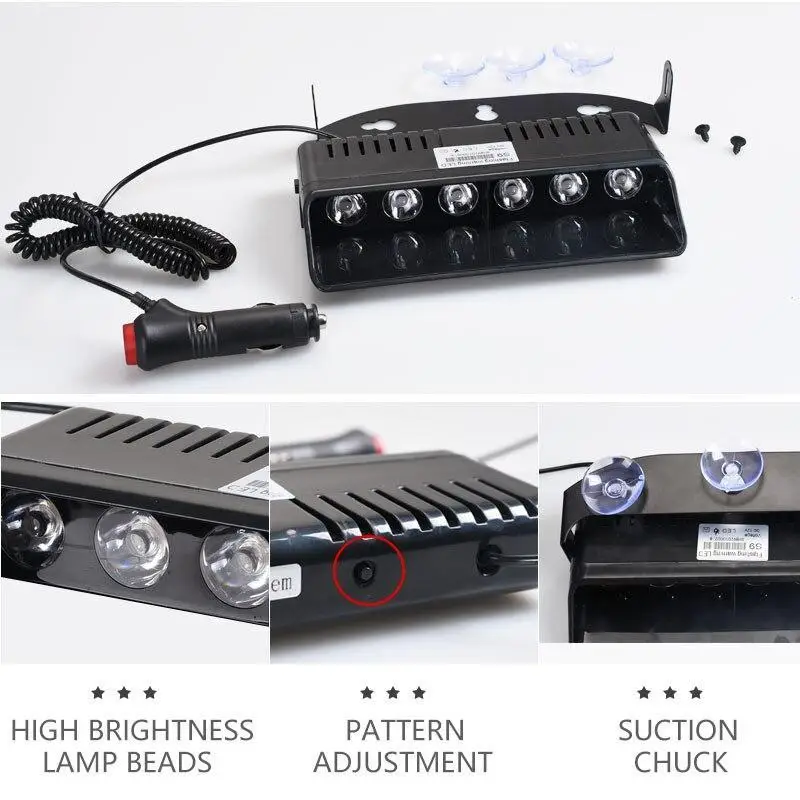 Стробоскоп S9 BR Leader красно-синий многорежимный на стекло 12V