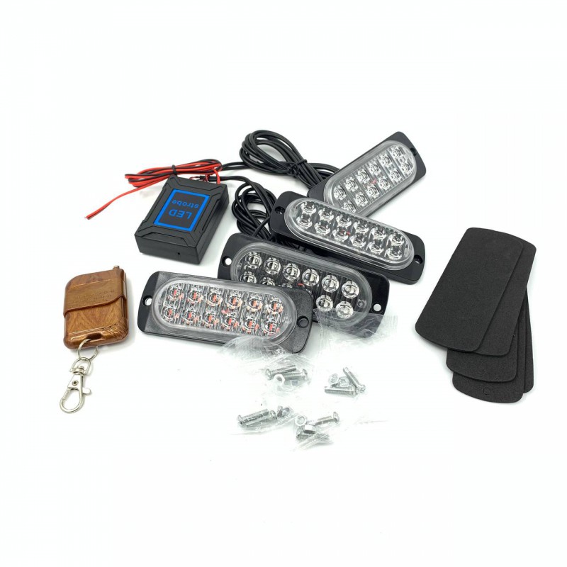 Стробоскоп 12 LED белый з пультом 4 шт