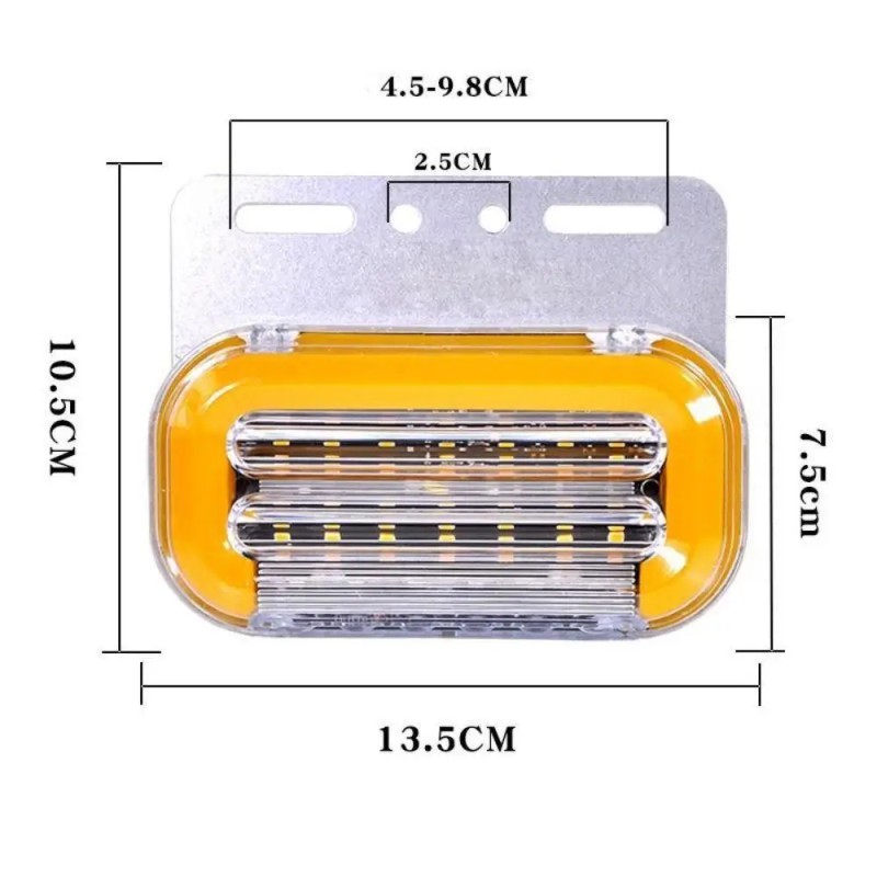 Габаритный фонарь LED moving SIDE LAMP с подсветкой и поворотом 24V желтый 1 шт