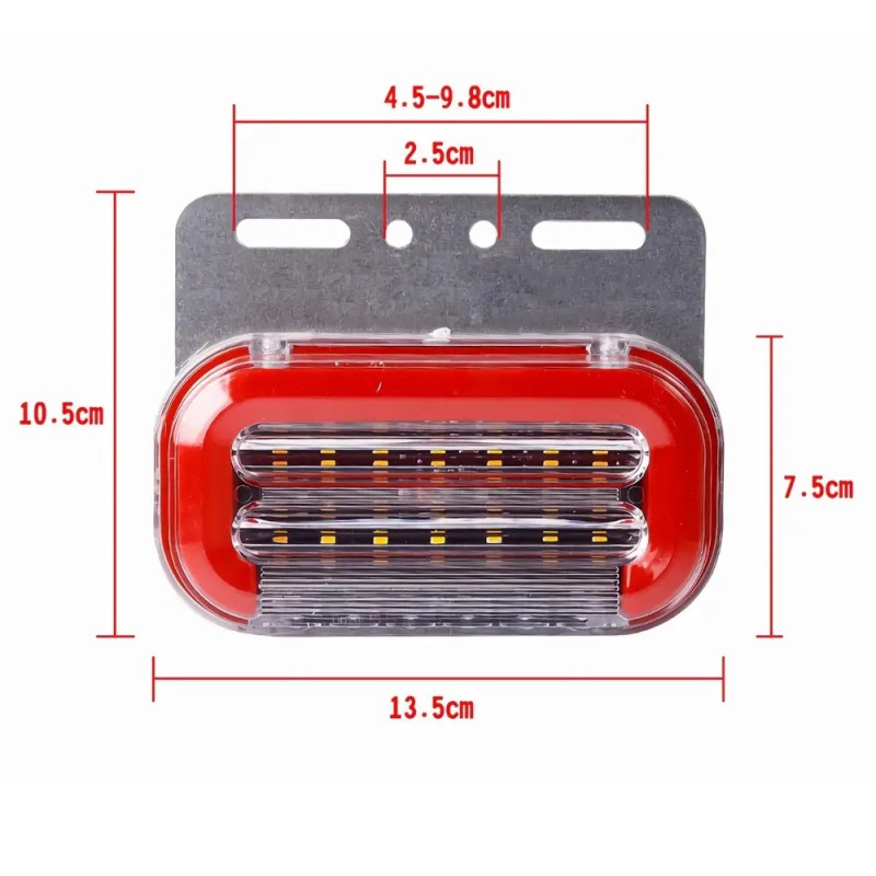 Габаритный фонарь LED moving SIDE LAMP с подсветкой и поворотом 24V красный