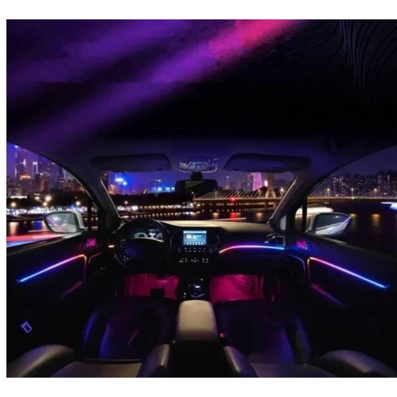 Подсветка салона авто Ambient light RGB 6в1 Bluetooth лента 12V