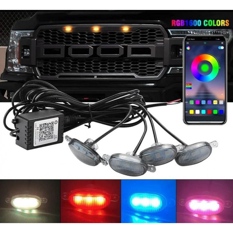 Габариты в решетку радиатора 3LED RGB Bluetooth 12V