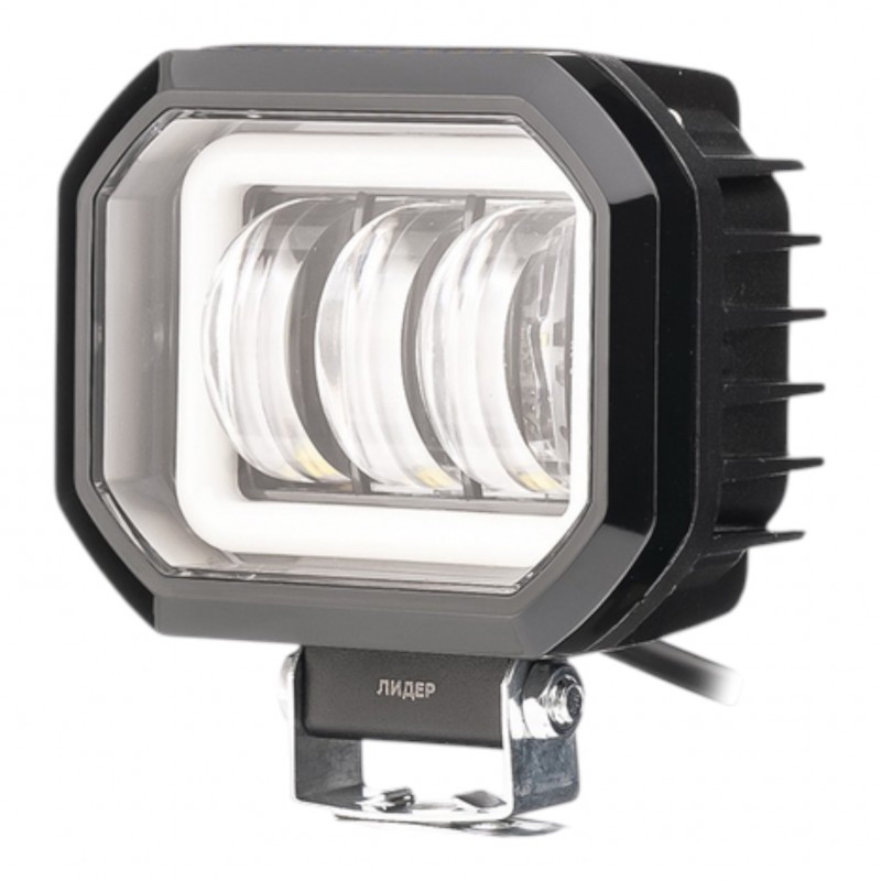 Фара рабочего света Leader + Red DRL V76 FLOOD 6Led x 5W (90 x 105 x 55) 10-30V/30W/6000K