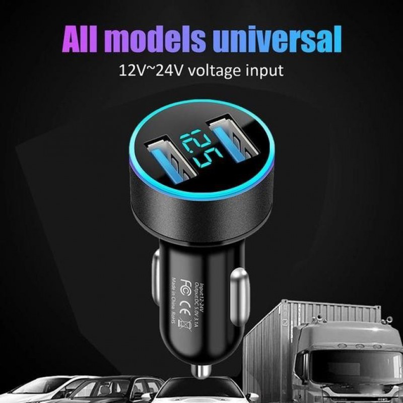 Автомобильное зарядное устройство Leader с 2 USB и подсветкой 5V 3.1A 12-24V