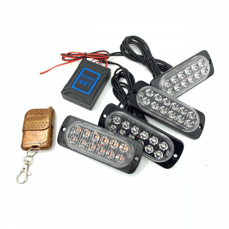 Стробоскоп 12 LED белый з пультом 4 шт