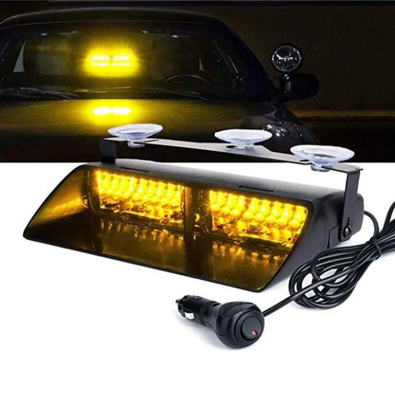 Стробоскоп S2 16 LED желтый 12V на лобовое стекло