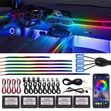 Подсветка салона авто Ambient light RGB 18в1 Bluetooth лента 12V диодная авто подсветка