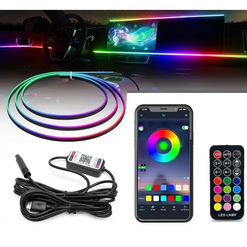Подсветка салона Ambient Light RGB 110 см 12V, диодная лента на торпеду