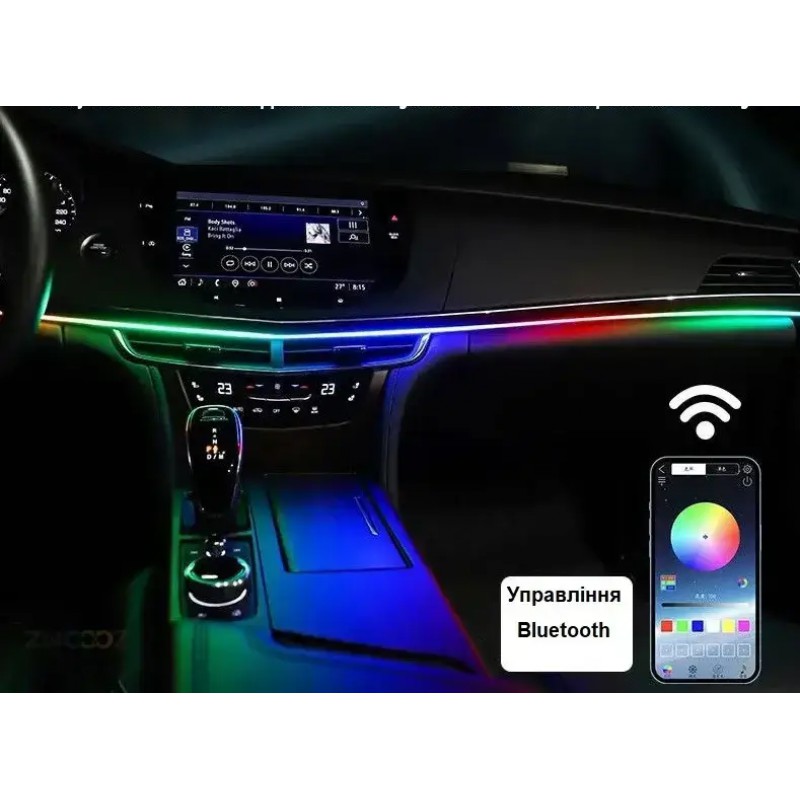 Подсветка салона Ambient Light RGB 110 см 12V, диодная лента на торпеду