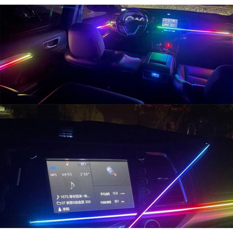 Подсветка салона авто Ambient light RGB 6в1 Bluetooth лента 12V