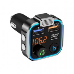 FM-трансмиттер (модулятор) P-5 Bluetooth 5.0 / QC 3.0 / RGB Black