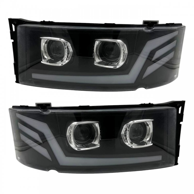 Светодиодная фара Scania G440, G400, G450, P410, R420 60W ближний и дальний свет с ДХО 2 шт