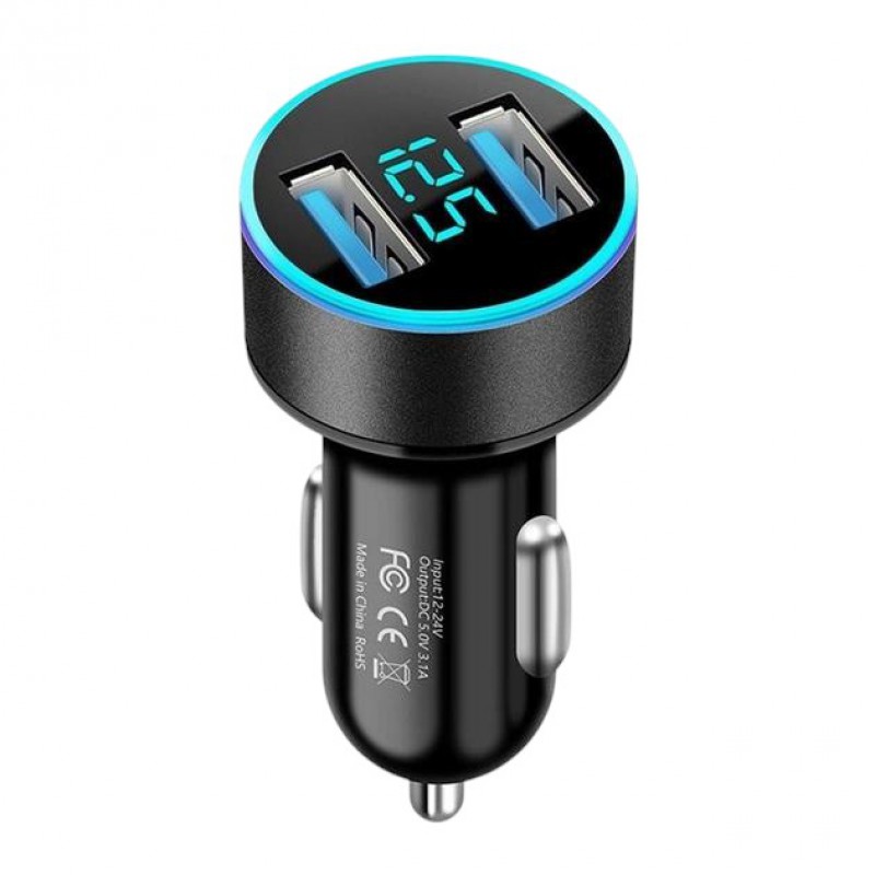 Автомобильное зарядное устройство Leader с 2 USB и подсветкой 5V 3.1A 12-24V