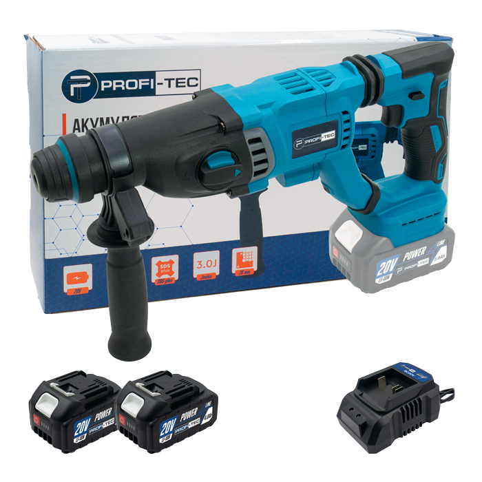 Акумуляторний перфоратор PROFI-TEC PBH201BL POWERLine  (2×PT2040МP (4.0 Аг), зарядний пристрій)