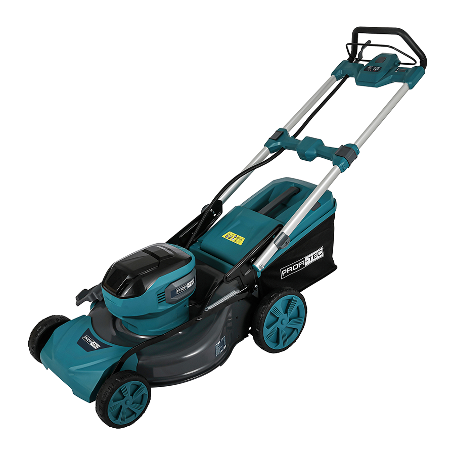 Акумуляторна самохідна газонокосарка PROFI-TEC EasyMow 51 Pro (40 В (2×20 В), безщітковий двигун, мульчування, ширина 510 мм, висота 30 - 80 мм, травозбірник 50 л) без АКБ та ЗП, коробка, заглушка для мульчування