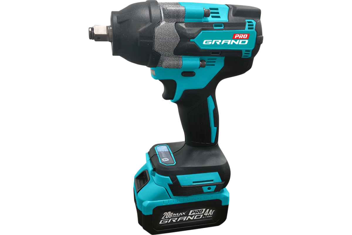 Акумуляторний гайковерт Grand АГ-800UBL -1, безщітковий двигун, 20V, 0-2800 об/хв., 0-6200 уд/хв., 4Аг, 800Нм, 1 АКБ, коробка