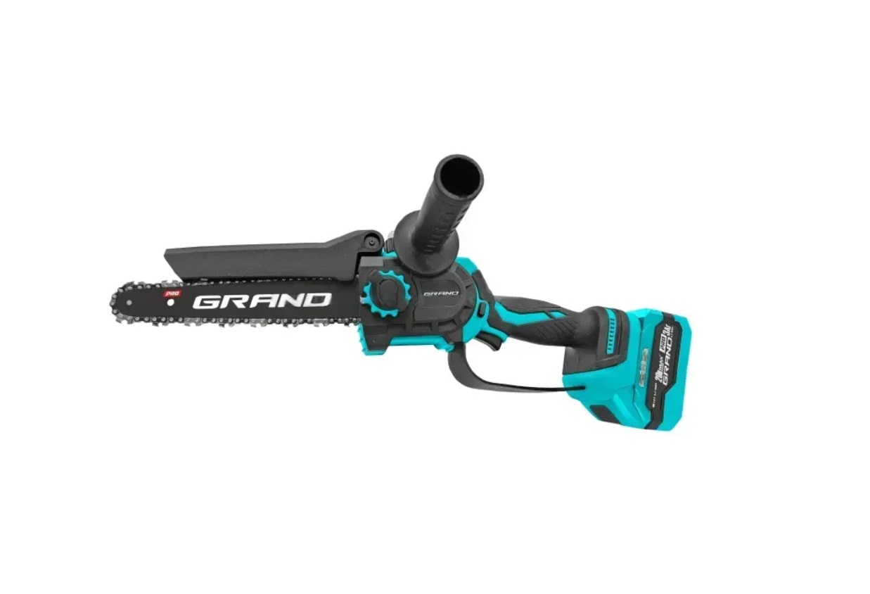 Акумуляторна ланцюгова пила Grand АПЦ-8М/3-1, 20V, 390 м/хв, шини: 150мм.(6') та 203мм, 3Аг, Безщітковий двигун, 1 АКБ, коробка