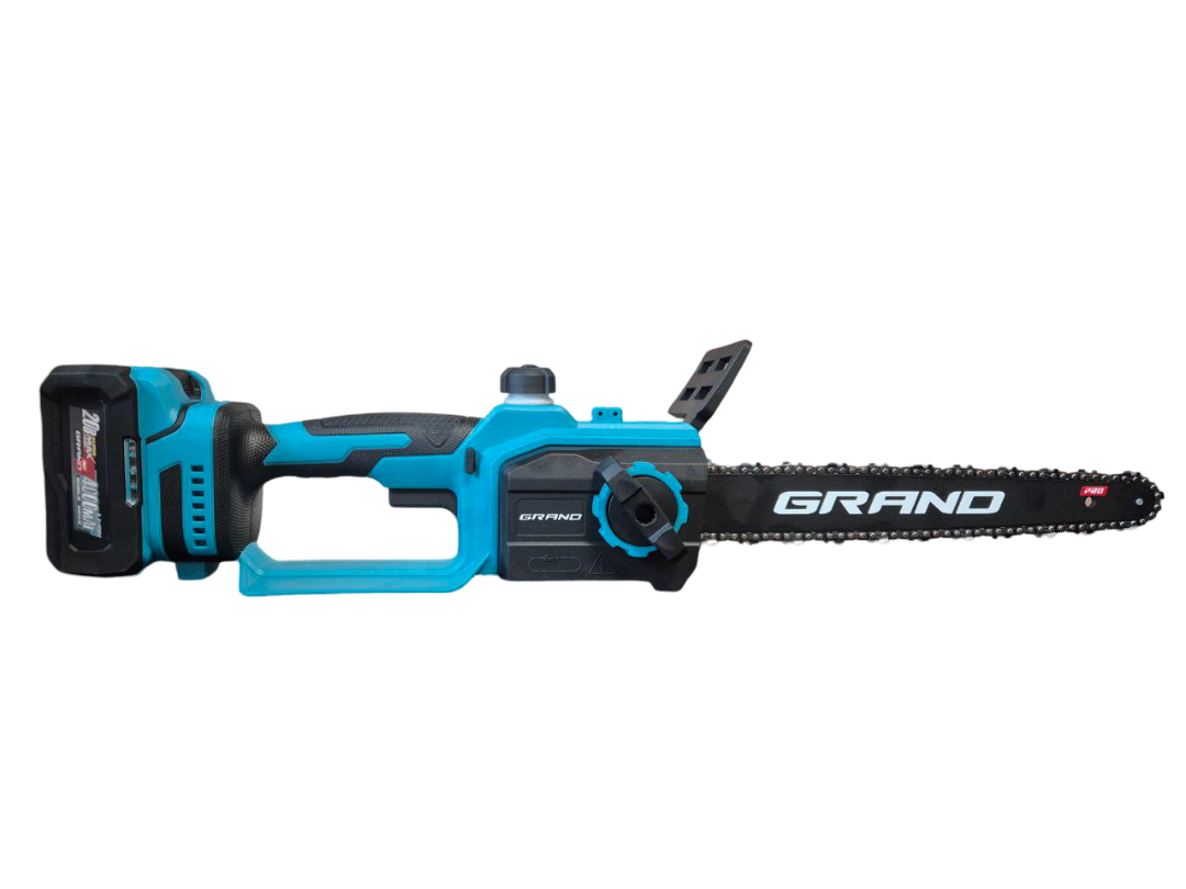 Акумуляторна ланцюгова пила Grand АПЦ-20V/12'-4 HS, 20V, ланцюг: 11 м/c, шини: 30 см, 4Аг, 2 АКБ, Безщітковий двигун,