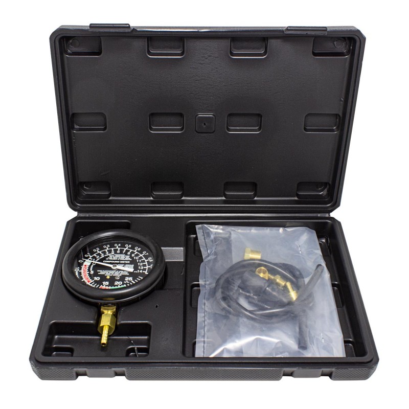Тестер тиску палива та вакууму в наборі з різьбовими адаптерами (9пр.) у кейсі F-904G4