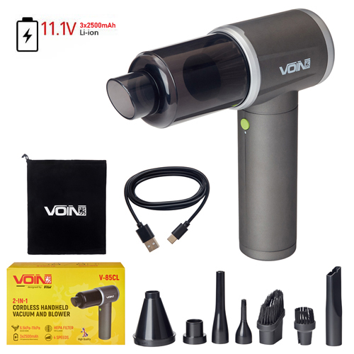 Пилосос 'VOIN' V-85CL 130W/АКБ-3x2500mAh/вологе та сухе чищення/сумка