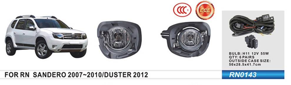 Фари дод. модель Renault Duster 2010-15/Sandero 2007-10/RN-0143/H11-12V55W/eл.проводка