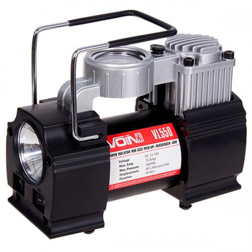 Компресор автомобільний 'VOIN' VL-550 150psi/15Amp/40л/прикур./дефлятор/перехідник на клеми