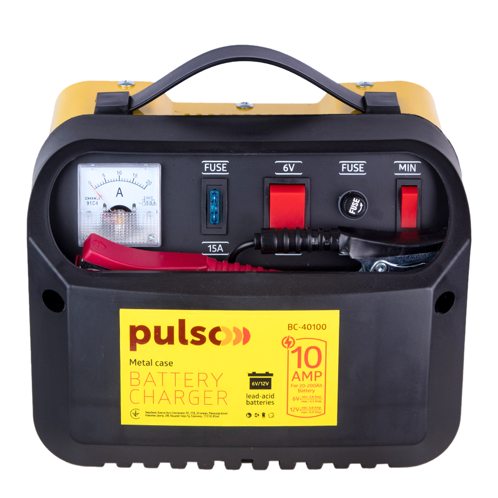 Зарядний пристрій PULSO BC-40100 6-12V/10A/12-200AHR/стрілковий індикатор.